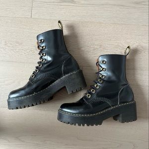 Dr. Martens Leona Black Leather Heeled Boots